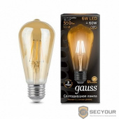 GAUSS 102802006 Светодиодная лампа LED Filament ST64 E27 6W Golden 550lm 2400К 1/10/40 