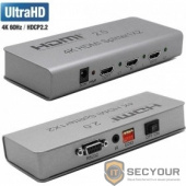 ORIENT HDMI 4K Splitter HSP0102H-2.0, 1-&gt;2, HDMI 2.0/3D, UHDTV 4K/ 60Hz (3840x2160)/HDTV1080p, HDCP2.2, EDID управление, RS232 порт, IR вход, БП 5В/1.5А, метал.корпус (30465)
