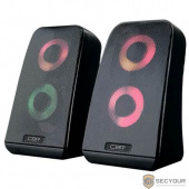 CBR CMS 512L Black, Акустическая система 2.0, питание USB, 2х3 Вт (6 Вт RMS), материал корпуса пластик, RGB-подсветка, 3.5 мм линейный стереовход, регул. громк., длина кабеля 1,3 м, цвет чёрный