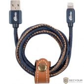 RITMIX Кабель Lightning 8pin-USB, 1 метр, 2 A, мет. коннекторы, зарядка и синхронизация, оплетка из джинсы (RCC-427 Blue Jeans)