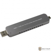 ORIENT 3552U3, USB 3.1 Gen2 контейнер для SSD M.2 NVMe 2242/2260/2280 M-key, PCIe Gen3x2 (JMS583),10 GB/s, поддержка UAPS,TRIM, разъем USB3.1 Type-A + Type-C, корпус в виде флешки, черный (30902)