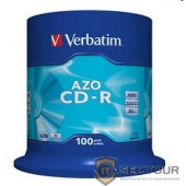 Verbatim  Диск CD-R   100шт, 700MB 52-x, CRYSTAL AZO, Cake Box [43430] 