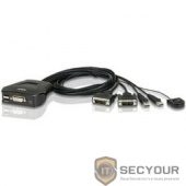 ATEN CS22D-(A7) Переключатель, электрон., KVM,  1 user USB+DVI =&gt;  2 cpu USB+DVI, со встр.шнурами USB 2x0.9м., 2048x1536, настол., исп.стандарт.шнуры, без OSD, некаскад.