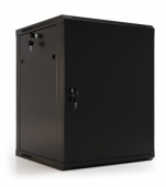 Hyperline TWB-0645-SR-RAL9004 Шкаф настенный 19-дюймовый (19&quot;), 6U, 367x600х450мм, металлическая передняя дверь с замком, две боковые панели, цвет черный (RAL 9004) (разобранный)
