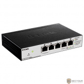 D-Link DGS-1100-05PD/U Настраиваемый коммутатор EasySmart с 5 портами 10/100/1000Base-T (2 порта с поддержкой PoE 802.3af (до 15,4 Вт), PoE-бюджет18 Вт (802.3at) или 8 Вт (802.3af), 1 порт для питания