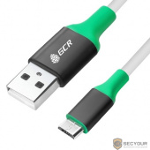 Greenconnect Кабель 0.5m  USB 2.0,  AM/microB 5pin, белый, алюминиевый корпус черный, зеленый ПВХ, 28/28 AWG, GCR-50547(GCR-50547)