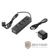 ORIENT TA-400PSN, USB 2.0 4 Ports, 3xUSB сверху, 1xUSB с торца, выключатель,  c блоком питания-зарядником 1xUSB (5В, 1А) черный