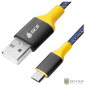 Greenconnect Кабель 3A 1.0m USB 2.0, AM/microB 5pin, джинсы, AL корпус черный, желтый ПВХ, 28/22 AWG, поддержка функции быстрой зарядки (GCR-50699)