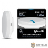 GAUSS 108408208-D Светодиодная лампа LED GX53 8W 680lm 4100K диммируемая1/10/100 