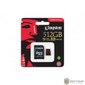 Micro SecureDigital 512Gb Kingston SDCR/512GB {MicroSDXC Class 10 UHS-I V30 A1, Canvas React, SD adapter}