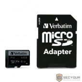 Micro SecureDigital 64Gb Verbatim 47042 {MicroSDXC Class 10 UHS-I, SD adapter} 