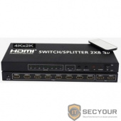 ORIENT HDMI 4K Switch/Splitter HSP0208H, 2-&gt;8, HDMI 1.4/3D, UHDTV 4K(3840x2160)/HDTV1080p/1080i/720p, HDCP1.2, пульт ДУ, внешний БП 5В/3A, метал.корпус