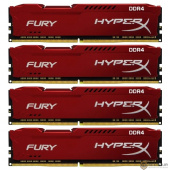 Kingston DDR4 DIMM 32GB Kit 4x8Gb HX426C16FR2K4/32 PC4-21300, 2666MHz, CL16, HyperX Fury Red