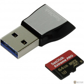 Micro SecureDigital 64Gb SanDisk SDSQXPJ-064G-GN6M3 {MicroSDHC Class 10 UHS-II U3, SD adapter, USB3.0 Reader}