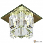 Эра C0043832 DK2 YL/WH Светильник декор &quot;хрустальнй куб с вертик столб.&quot; G9,220V, 40W, желтый/прозрачный