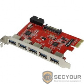 ORIENT VA-3U5219PE OEM  Контроллер PCI-Ex, USB 3.0 (USB 3.1 Gen1) 5ext/2int (19-pin) port, VIA VL805+VL813 chipset, разъем доп.питания, oem