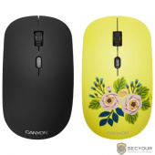 CANYON CND-CMSW400R {wireless Optical  Mouse with 4 buttons, DPI 800/1200/1600, 1 additional cover(Roses), black, 103*58*32mm, 0.087kg, 2.4GHz}