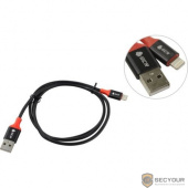 Greenconnect Кабель 3A 1.0m Apple USB 2.0  AM/Lightning 8pin MFI для Iphone 5/6/7/8/X - поддержка всех IOS, черный, алюминиевый корпус черный, красный ПВХ (GCR-50954)