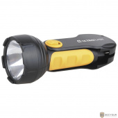 Ultraflash LED3817   (фонарь аккум 220В, черный/желтый, 1LED  1Вт, SLA, пласт, склад. вил коробка)