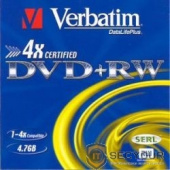 43636 Диски DVD+RW Verbatim 4х, 4.7Gb (Slim Case, 3 шт.)