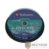 Verbatim  Диски DVD-RW  4.7Gb 4-х, 10шт, Cake Box (43552)