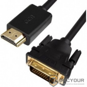 Greenconnect Кабель HDMI-DVI 7.5m черный, OD7.3mm, 28/28 AWG, позолоченные контакты, 19pin AM / 24+1M AM double link,  тройной экран(GCR-HD2DVI1-7.5m)