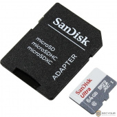 Micro SecureDigital 64Gb SanDisk SDSQUNS-064G-GN3MA {MicroSDXC Class 10 UHS-I, SD Adapter, Ultra Android}