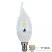 ECOLA C4UV40ELC candle   LED Premium  4,0W 220V E14 4000K 320° прозрачная свеча на ветру искристая точка (керамика) 125х37