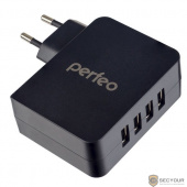 PERFEO Сетевое зарядное устройство с разъемом 4xUSB, 4.9А, черный, &quot;CUBE 4&quot; (PF_A4137) 