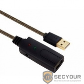 Greenconnect Кабель Удлинитель активный USB 2.0 5.0m Premium, AM/AF, 28/24 AWG экран, армированный морозостойкий с усилителем и разъёмом для доп.питания (GCR-UEC3M2-BD2S-5.0m)