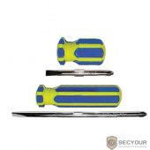 FIT IT Отвертка с переставным жалом, CrV сталь, сине-желтая пластиковая ручка 6х70 мм PH2/SL6 [56218]