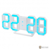 Perfeo LED часы-будильник &quot;LUMINOUS&quot;, белый корпус / синяя подсветка (PF-663)