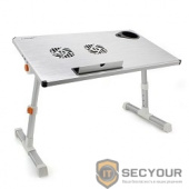 CROWN  Столик для ноутбука CMLS-101 (silver) ( 17&quot;, активное охлаждение, алюминий, регулировка высота и наклона, размеры панели (Д*Ш): 50*28см, максимальная высота:  до 32см)