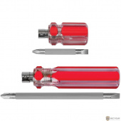 КУРС Отвертка с переставным жалом, пластиковая красная прозрачная ручка 6х85 мм PH2/SL6 [56210]