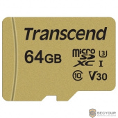 Micro SecureDigital 64Gb Transcend Class 10 TS64GUSD500S {MicroSDXC Class 10 UHS-I U3, SD adapter}
