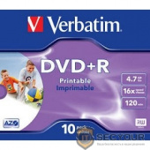 43508 Диски DVD+R Verbatim 16-x, 4.7 Gb, Printable (Jewel Case, 10шт.) 