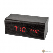 Perfeo LED часы-будильник &quot;Block&quot;, чёрный корпус / красная подсветка (PF-S718T) время, температура 