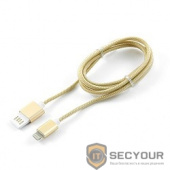 Gembird Кабель USB 2.0 Cablexpert CCB-ApUSBgd1m, AM/Lightning 8P, 1м, армированная оплетка, разъемы золотой металлик, блистер