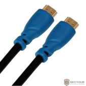 Greenconnect Кабель 0.3m HDMI версия 1.4, черный, синие коннекторы, OD7.3mm, 30/30 AWG, позолоченные контакты, Ethernet 10.2 Гбит/с, 3D, 4K , экран(GCR-HM330-0.3m)