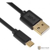 Greenconnect Кабель micro USB 2.0  1.0m черный, позолоченные контакты, 28/28 AWG, AM / microB 5pin, экран, армированный, морозостойкий(GCR-UA8MCB6-BB2SG-1.0m)