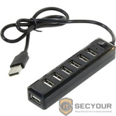 ORIENT KE-720 { USB 2.0 HUB 7 Ports, c БП-зарядником 1xUSB (5В, 1А), выключатель, мини корпус, черный}