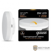 GAUSS 108408108-D Светодиодная лампа LED GX53 8W 660lm 3000K диммируемая1/10/100 