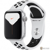 Apple Watch Nike Series 5, 44 мм, корпус из алюминия серебристого цвета, спортивный ремешок Nike «чистая платина/чёрный» [MX3V2RU/A]