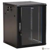 Hyperline TWB-0945-GP-RAL9004 Шкаф настенный 19-дюймовый (19&quot;), 9U, 500x 600х 450мм, стеклянная дверь с перфорацией по бокам, ручка с замком, цвет черный (RAL 9004) (разобранный)