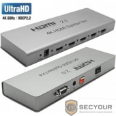 ORIENT HDMI 4K Splitter HSP0104H-2.0, 1-&gt;4, HDMI 2.0/3D, UHDTV 4K/ 60Hz (3840x2160)/HDTV1080p, HDCP2.2, EDID управление, RS232 порт, IR вход, внешний БП 5В/1.5А, метал.корпус