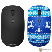 CANYON CND-CMSW401JB {wireless Optical  Mouse with 4 buttons, DPI 800/1200/1600, 1 additional cover(Jersey Blue), black, 103*58*32mm, 0.087kg, 2.4GHz}