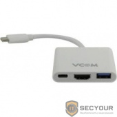 VCOM CU427 Кабель-адаптер пластик USB3.1 Type-CM--&gt;HDMI-F+USB3.0-F+TypeC-F with PD, 0,15m VCOM &lt;CU427&gt;