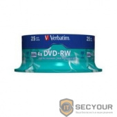 Verbatim  Диски DVD-RW  4.7Gb 4-х, 25 шт, Cake Box  (43639)