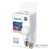 Philips Лампа светодиодная LEDBulb LED 10Вт E27 3000K 230VA60 RCA EcoHome (929001955307)