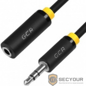 Greenconnect Удлинитель аудио 1.0m jack 3,5mm/jack 3,5mm черный, желтая окантовка, ультрагибкий, 28AWG, M/F, Premium , экран, стерео(GCR-STM1114-1.0m)